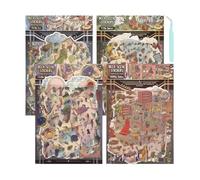 Lot de 4 autocollants 3D miniatures pour adultes, pour ordinateur portable, téléphone, soulagement du stress, voyages, vacances, Noël, cadeaux de fête et activités de passage du temps