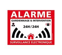 Lot de 4 Autocollants Alarme, Adhésif Sécurité, Surveillance Électronique, Gardiennage et Intervention, adhésif de sécurité, signalisation alarme maison, surveillance électronique - 80 x 60 mm