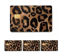 Lot de 4 autocollants amusants pour cartes de crédit - Étanche - Motif léopard mignon - Cartes de débit - Pour la plupart des métro transports clés cartes bancaires - Autocollant tendance pour