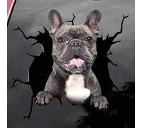 Lot de 4 autocollants chien 3D bouledogue français autocollant voiture réfrigérateur autocollant mural personnalisé bouledogue chien autocollant de voiture drôle autocollant fissure pour voiture moto,