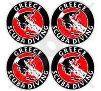 Lot de 4 autocollants circulaires en vinyle pour pare-chocs de casque Grèce Plongée Plongée
