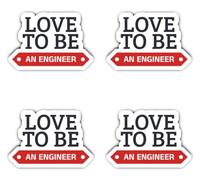 Lot de 4 autocollants de 150 mm - Love To Be An Engineer pour mur et machine