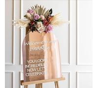 Lot de 4 autocollants de bienvenue de mariage avec inscription « Welcome to Our Love Story » pour selfie, miroir pour fête Borad Just Married (blanc)