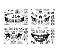 Lot de 4 autocollants de bouche d'Halloween pour le visage | Cicatrices de bouche, fausses piqûres de plaies effrayantes, maquillage zombie d'Halloween, maquillage de cicatrices du visage d'Halloween