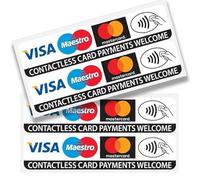 Lot de 4 autocollants de paiement par carte sans contact Visa, Mastercard, Maestro Logos pour taxi et vitrines
