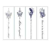 Lot De 4 Autocollants De Tatouage Papillon, Imperméables, Durables, Sexy, Colonne Vertébrale, Lettres Anglaises, Jus Simulé À Base De Plantes, Semi-Permanent