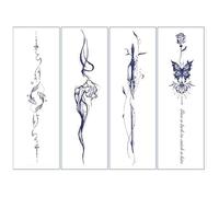 Lot De 4 Autocollants De Tatouage Papillon, Imperméables, Durables, Sexy, Colonne Vertébrale, Lettres Anglaises, Jus Simulé À Base De Plantes, Semi-Permanent