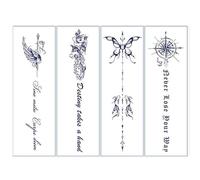 Lot De 4 Autocollants De Tatouage Papillon, Imperméables, Durables, Sexy, Colonne Vertébrale, Lettres Anglaises, Jus Simulé À Base De Plantes, Semi-Permanent