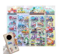 Lot de 4 autocollants de véhicule 3D créatifs en PVC avec dessins animés - Autocollants de transport pour et garçons, pour scrapbooking, housse de téléphone portable, bouteille