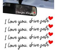 Lot De 4 Autocollants De Voiture «je T'aime, Conduis Prudemment», Autocollants De Rétroviseur «je T'aime, Conduis Prudemment», De Voiture Mignons Pour Femmes(Noir)
