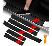 Lot de 4 Autocollants décoratifs pour seuils de Porte Dodge Charger, Challenger, Durango Journey, Ajustement Universel pour Toutes Les Voitures Dodge en Fibre de Cuir (Bordure Rouge)