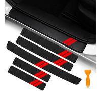 Lot de 4 Autocollants décoratifs pour seuils de Porte Dodge Charger, Challenger, Durango Journey, Ajustement Universel pour Toutes Les Voitures Dodge en Fibre de Cuir (Bordure Rouge)