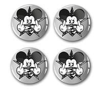 Lot de 4 autocollants en gel pour cache-moyeux, 60 mm de diamètre, pour jantes, emblème Doming, accessoires de tuning de voiture, DM007 (n° 16 Mickey Mouse Silver, set d'autocollants en gel)