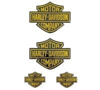 Lot de 4 autocollants en résine gel 3D autocollants blason logo pour moto scooter casque compatibles Harley Davidson effet or