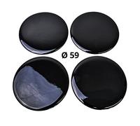 Lot de 4 autocollants en silicone pour enjoliveurs - Motif : noir et noir - Diamètre : 59 mm