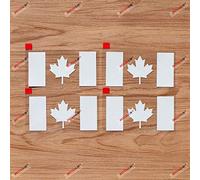 Lot de 4 autocollants en vinyle avec drapeau canadien et feuille d'érable - Blanc - 10,2 cm - Découpe sans arrière-plan