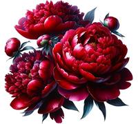 Lot de 4 autocollants en vinyle avec motif pivoine - Imperméables - Multi-usages - 1@ 20 cm de haut - Idéal pour toilettes, voiture ou ordinateur portable - 3 à 7 cm de haut - Idéal pour téléphone