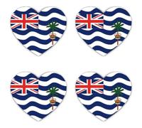 Lot de 4 autocollants en vinyle de 75 mm - Motif drapeau du cœur - Territoire britannique de l'océan Indien - 75 mm - Résistant aux intempéries
