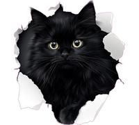 Lot de 4 autocollants en vinyle imperméable et non transparent Chat noir pour couvrir les marques 1 de 20 cm de hauteur et 3 de 7 cm de hauteur Idéal pour toilettes, étui de téléphone pour voiture