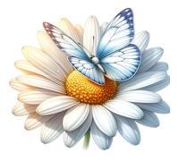 Lot de 4 autocollants en vinyle imperméable Motif marguerite et papillon Blanc marques de couverture, décalcomanie d'art floral 1@20 cm de haut Idéal pour mur, toilettes, ordinateur portable ou