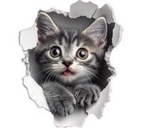 Lot de 4 autocollants en vinyle imperméable non transparent pour toilettes, étuis de téléphone de voiture, tasses et plus encore, motif chaton gris, 1 à 20 cm de haut et 3 à 7 cm de haut