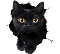 Lot de 4 autocollants en vinyle motif chat Manx noir - Non transparent et imperméable - 1 à 20 cm de haut et 3 à 7 cm de haut - Idéal pour toilettes, mur, voiture, étui de téléphone et plus encore.