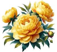 Lot de 4 autocollants en vinyle motif fleur de pivoine jaune, autocollants occultants imperméables vibrants, multi-usages, 1 de 20 cm de haut, idéal pour toilettes, voiture ou ordinateur portable. 3