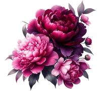 Lot de 4 autocollants en vinyle motif pivoine - Imperméables - Multi-usages - 1@ 20 cm de haut - Idéal pour toilettes, voiture ou ordinateur portable - 3 à 7 cm de haut - Idéal pour téléphone, tasses