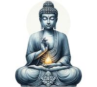 Lot de 4 autocollants en vinyle non transparents et imperméables Forme de statue de Bouddha 1@20 cm, 3@7 cm Idéal pour toilettes, sièges de toilette ou voiture