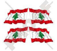 Lot de 4 autocollants en vinyle pour casque Motif drapeau du Liban, Moyen-Orient 50 mm