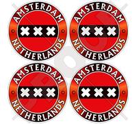 Lot de 4 autocollants en vinyle pour pare-chocs de casque Motif drapeau des Pays-Bas Hollande, néerlandais, Nederland 50 mm