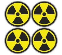 Lot de 4 autocollants en vinyle pour voiture - Risque de rayonnement radioactif - 50 mm