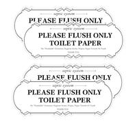 Lot de 4 autocollants étanches avec inscription « Please Do Not Flush Feminine Products, Trash or Disposable Wipes » - 5,8 x 15,2 cm - Pour écoles, bureaux, entreprises et restaurants (blanc)