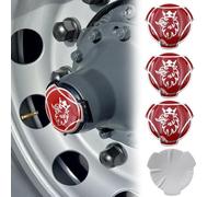 Lot de 4 autocollants Griffin en aluminium pour jantes de camion Scania (rouge et argenté)