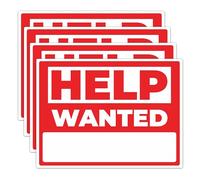 Lot de 4 autocollants Help Wanted pour entreprise, embauche de panneaux pour entreprises, vinyle imperméable et résistant aux déchirures