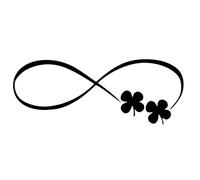 Lot de 4 autocollants imperméables avec symbole de l'infini et trèfle à quatre feuilles, autocollants romantiques porte-bonheur pour fenêtres de voiture, camion, SUV (noir)