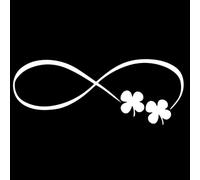 Lot de 4 autocollants imperméables avec symbole de l'infini et trèfle à quatre feuilles, autocollants romantiques porte-bonheur pour fenêtres de voiture, camion, SUV (blanc)