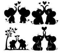 Lot de 4 autocollants imperméables en forme d'éléphant - Utilisation sur pare-chocs de voiture, ordinateurs portables, miroirs, bouteilles d'eau, scrapbooking, cadeaux d'animaux (8 cm de long)