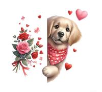 Lot de 4 autocollants muraux en PVC avec motif chien et fleur pour salon et chambre à coucher - Design moderne et encre à base d'eau