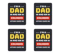 Lot de 4 autocollants plastifiés : 75 mm - I'M A DAD AND AN ENGINEER NOTHING SCARES ME TECHNIQUE Cadeau