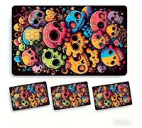 Lot de 4 autocollants pour cartes de crédit - Motif squelette cool - Pour Halloween - Pour la plupart des transports de clés - Cartes bancaires - Étanche - Pour adultes et adolescents