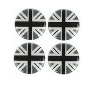 Lot de 4 autocollants pour emblème à carreaux de jante Union Jack 52 mm compatible avec Mini Cooper JCW One PJ07 (treuil gris, autocollants époxy)