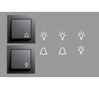 Lot de 4 autocollants pour interrupteur avec 4 lumières et 2 cloches en blanc universel pour interrupteur Smart Home (RP29/2) (10 mm)