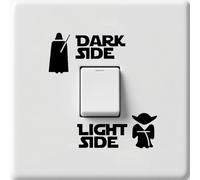 Lot de 4 autocollants pour interrupteur Star Wars - Côté sombre et clair avec Dark Vader et Yoda - Décoration d'interrupteur de qualité supérieure - Facile à installer - Idéal pour les fans (3,8 x 3,8