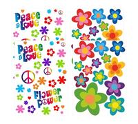 Lot de 4 autocollants pour voiture, motif floral hippie - Pour skateboards, ordinateurs portables, valises, casques, etc. - Convient pour une utilisation en intérieur et en extérieur.