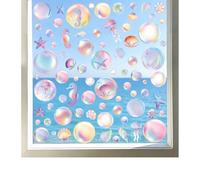 Lot de 4 autocollants statiques en PVC pour fenêtre à bulles - Décoration d'animaux marins de rêve pour verre de maison - Art d'été amovible