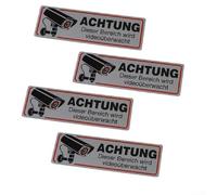 Lot de 4 autocollants vidéo en métal pour intérieur et extérieur Avis de sécurité en acier inoxydable pour les lieux résidentiels d'entreprise et de vente au détail
