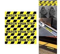 Lot de 4 autocollants Watch Your Step - 15 x 60 cm - En PVC - Imperméable - Pour escaliers - Intérieur et extérieur - Rayures jaunes et noires