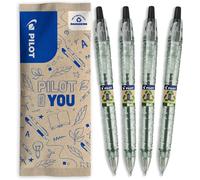 Lot De 4 B2p Ecoball 1mm, Stylo - Bille Rétractable Et Rechargeable, Fabriqué À Partir De Plastique Réutilisé, Begreen, Noir, Pointe Moyenne