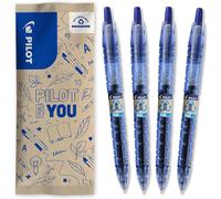 Lot De 4 B2p Gel - Roller Rétractable Et Rechargeable, Fabriqué Avec Du Plastique De Bouteilles Recyclées - Encre Gel, Réel Confort D'écriture - Begreen - Bleu - Pointe Moyenne